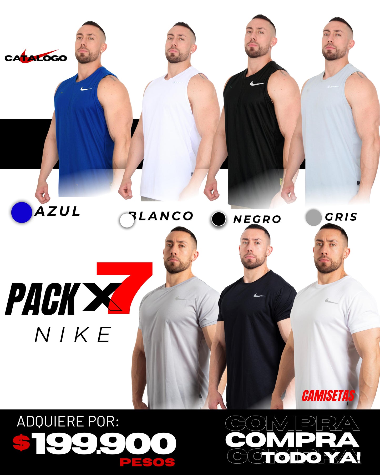 PACK X7 - 3 CAMISETAS Y 4 ESQUELETOS